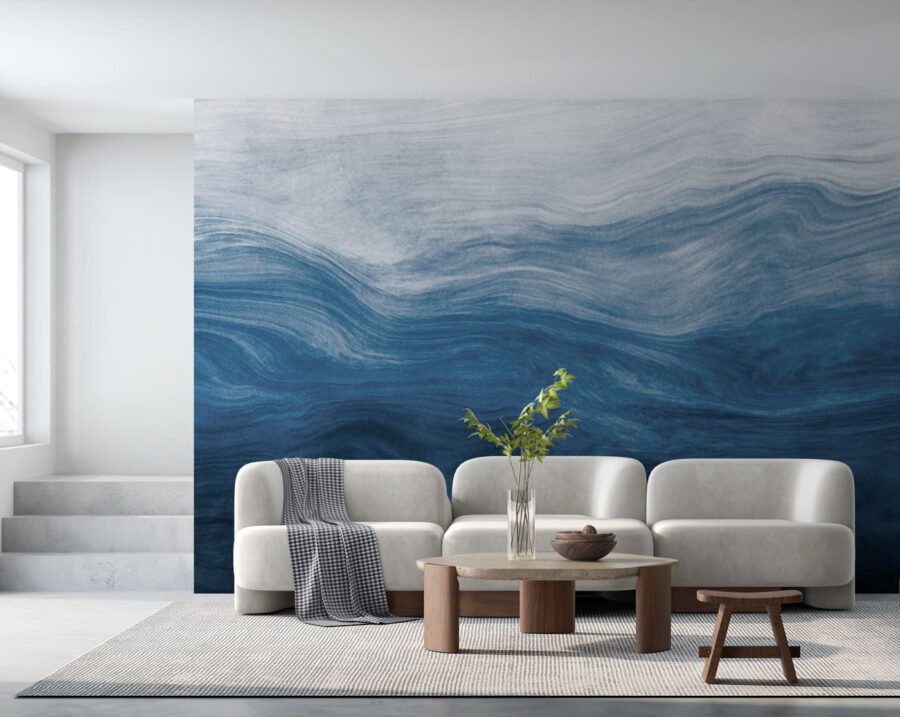 Een blauw met witte golven