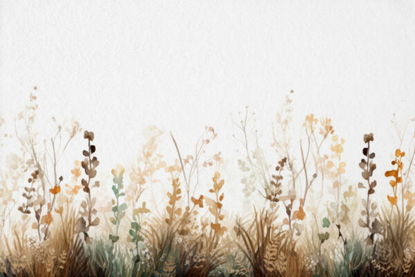Een schilderij van gras en bloemen Een schilderij van gras en bloemen