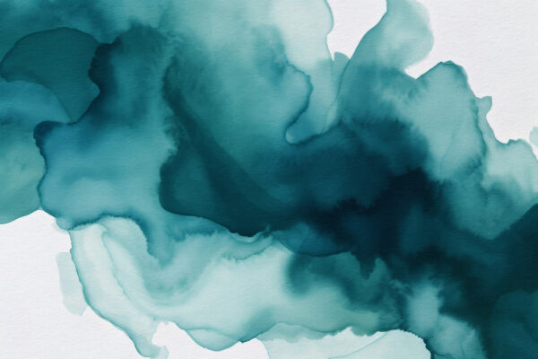 Een blauwe en groene aquarel Een blauwe en groene aquarel