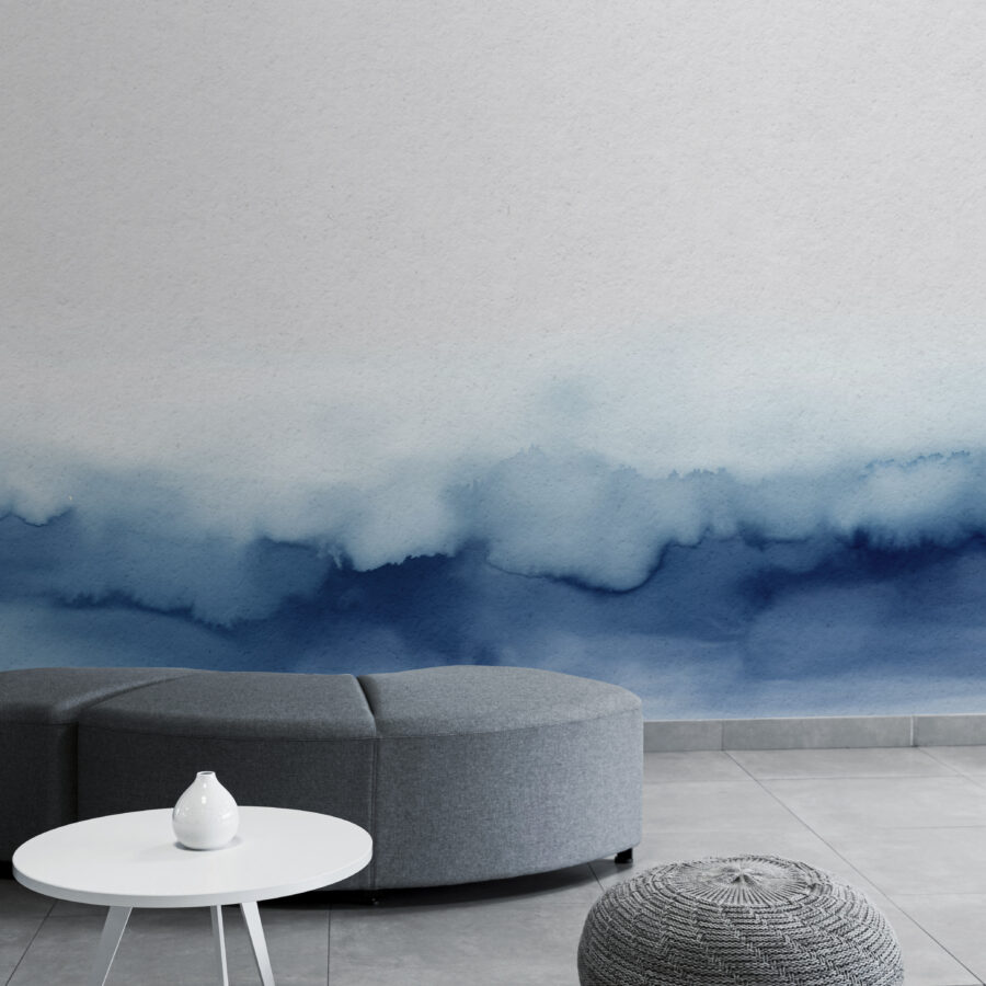 Fotobehang Een blauw-witte aquarel