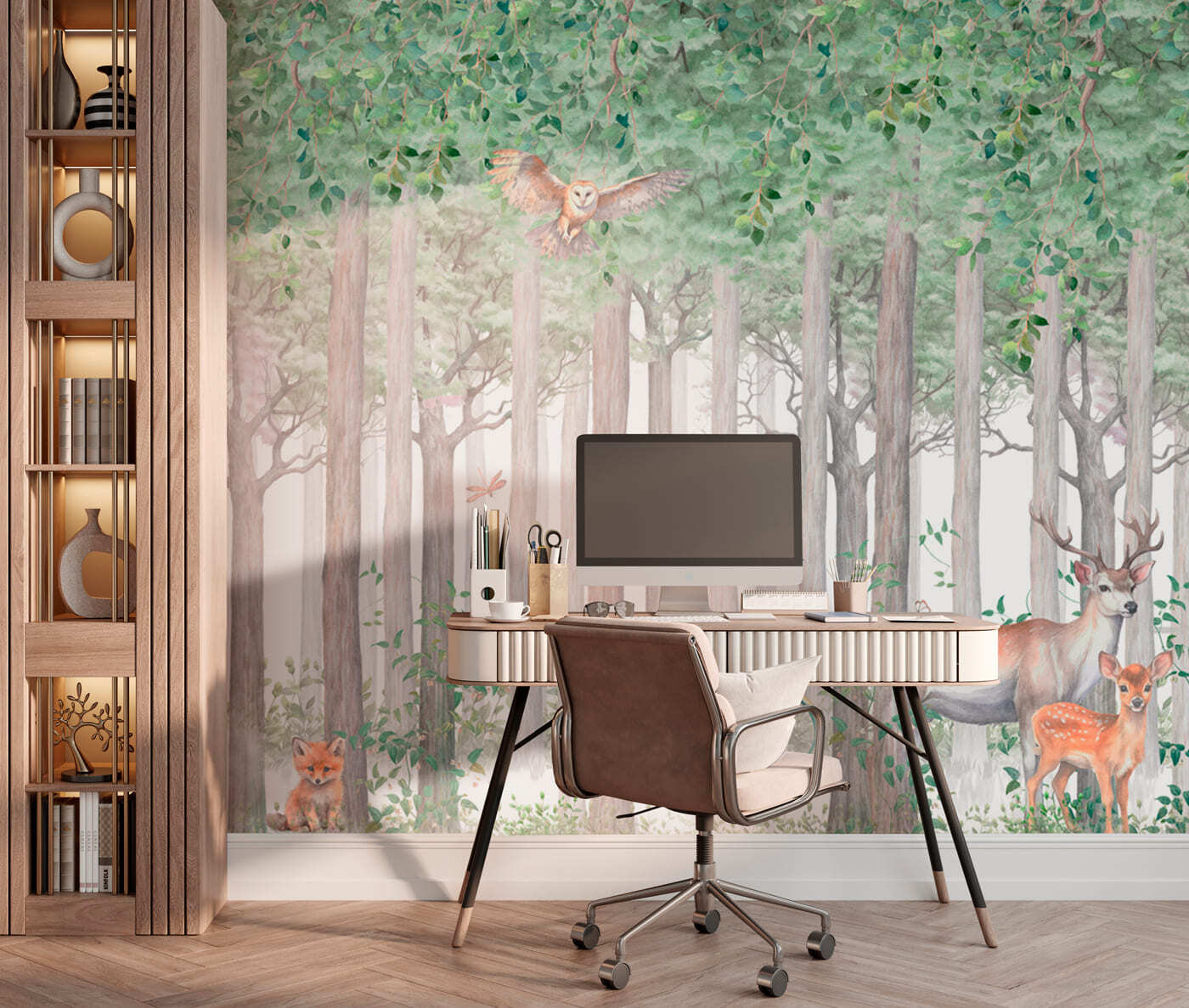 A group of animals in a forest