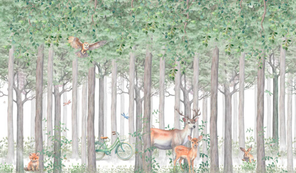 Een groep dieren in een bos Een groep dieren in een bos
