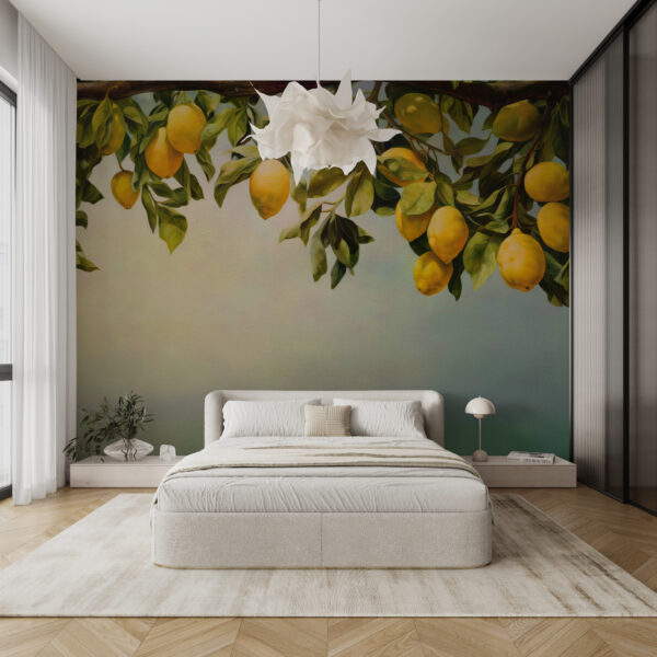 Een schilderij van citroenen op een boomtak Een schilderij van citroenen op een boomtak