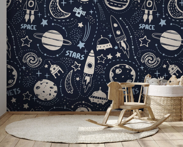 Een patroon van planeten en sterren Een patroon van planeten en sterren