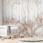 Fotobehang Een groep herten in een bos