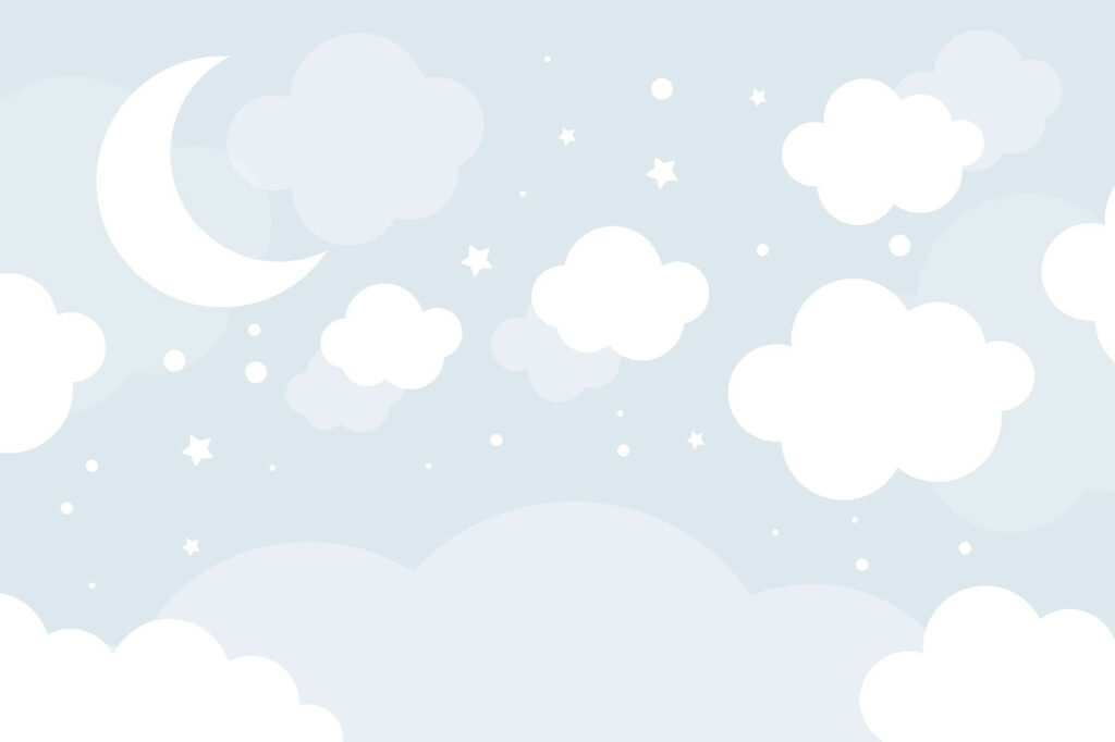 A moon and clouds in the sky