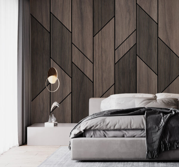 Een houten lambrisering met zwarte lijnen Een houten lambrisering met zwarte lijnen