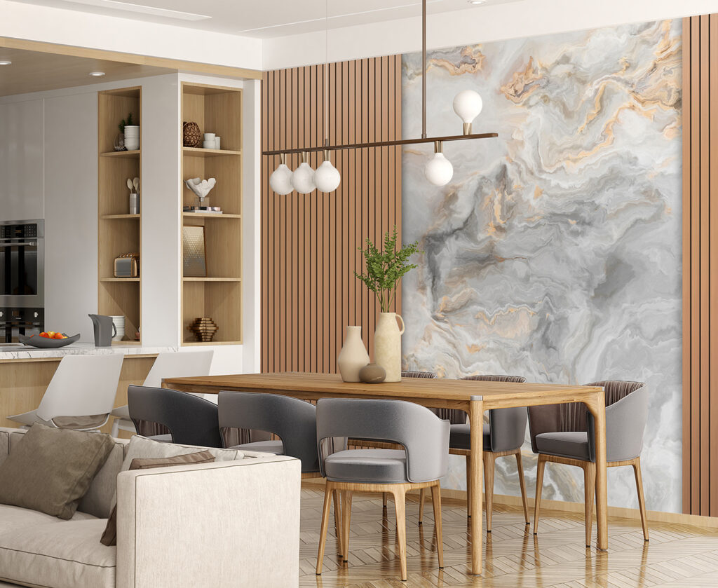 A marble and wood paneling A marble and wood paneling