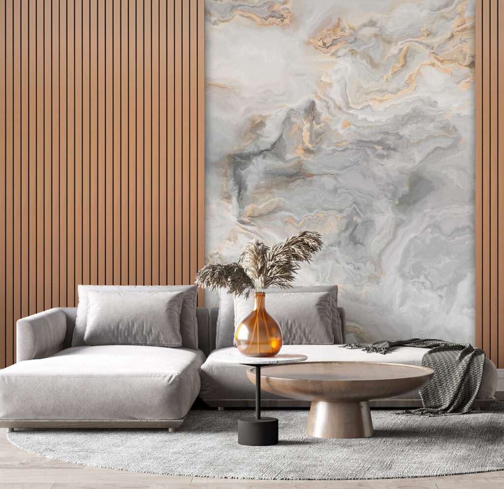 A marble and wood paneling A marble and wood paneling