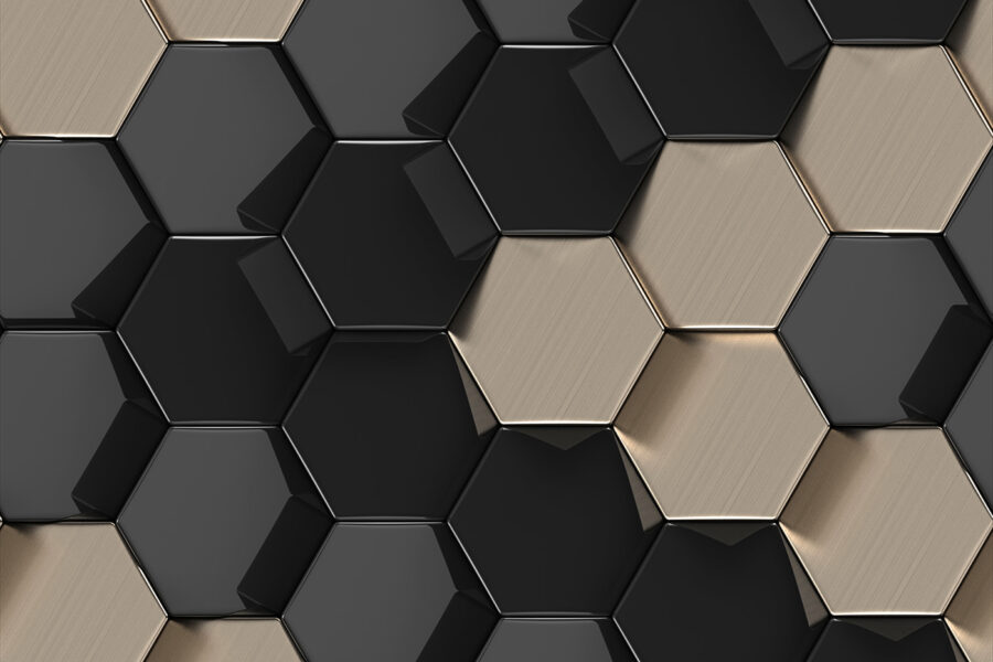 Zeshoekig patroon in zwart en beige
