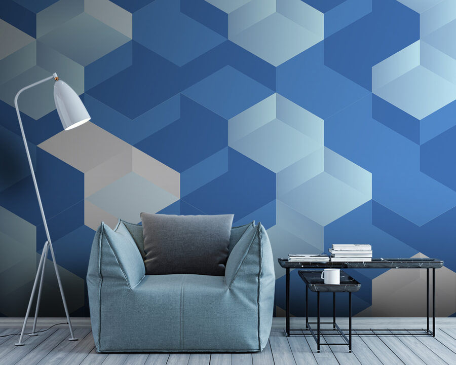 Blauwe en witte kubussen