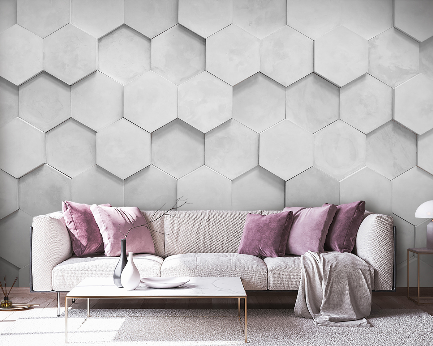 White hexagons on a wall White hexagons on a wall