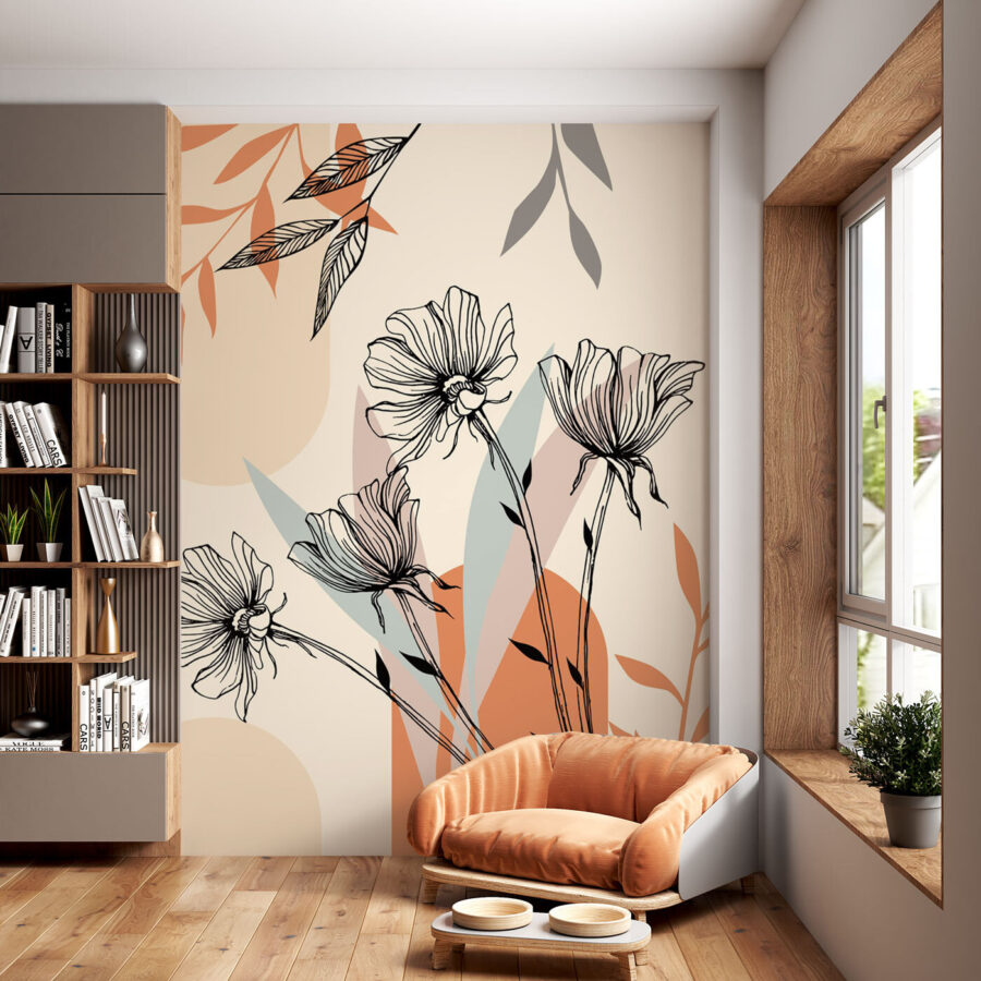 Tekening van bloemen en bladeren