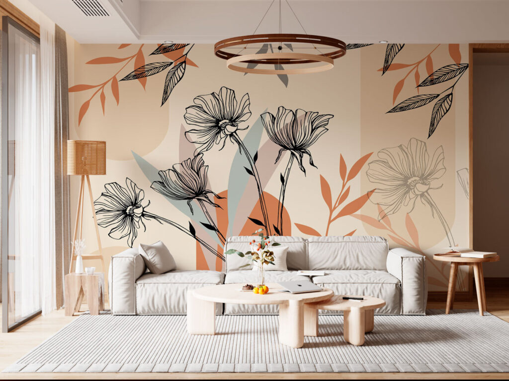 Drawing of flowers and leaves