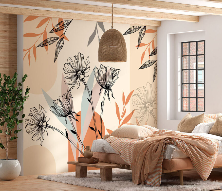 Tekening van bloemen en bladeren