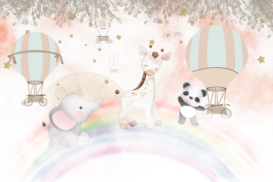 Cartoon dieren op een regenboog Cartoon dieren op een regenboog