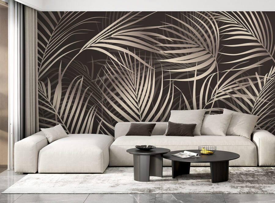 Elegante palmbladeren op een donkere achtergrond