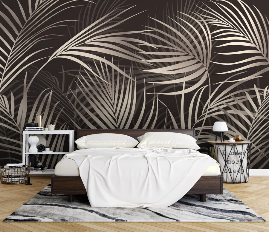 Elegante palmbladeren op een donkere achtergrond