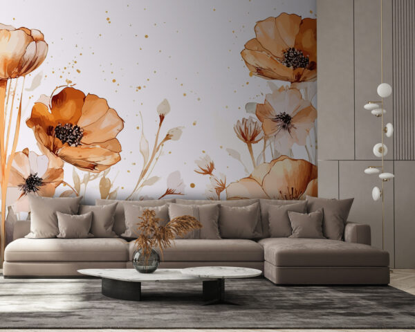 Schilderij van bloemen en bladeren Schilderij van bloemen en bladeren