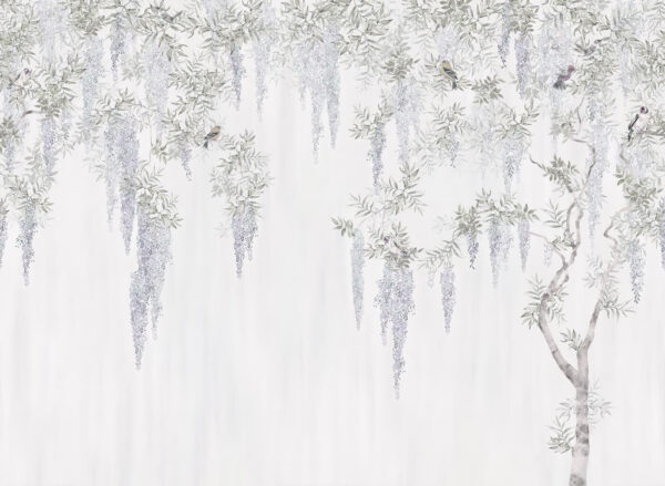 Behang met bloemen en vogels Behang met bloemen en vogels