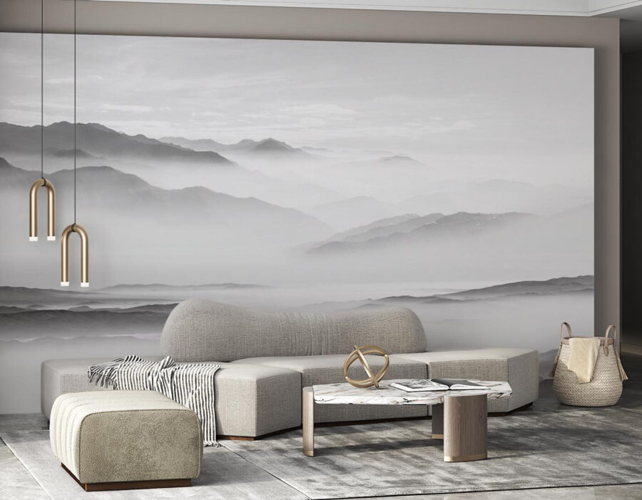 Mistig landschap met bergen Mistig landschap met bergen