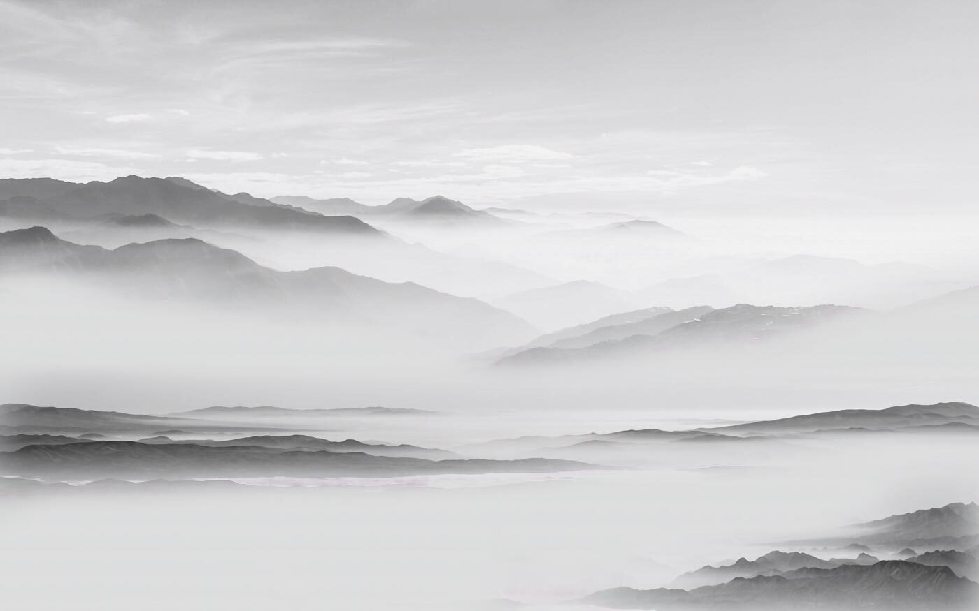 Foggy landscape with mountains Foggy landscape with mountains
