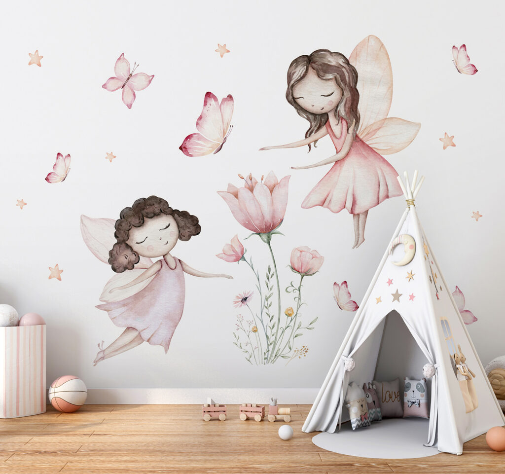 Group of fairies with butterflies and flowers Group of fairies with butterflies and flowers