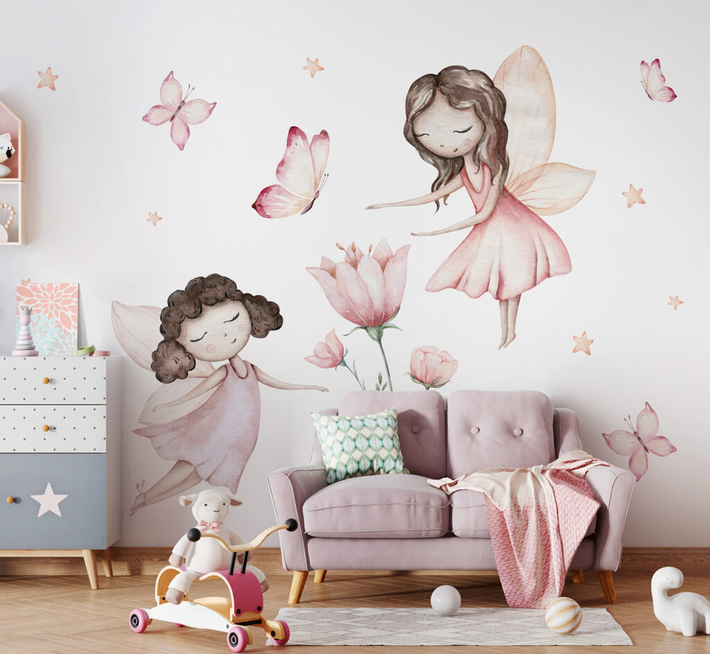 Group of fairies with butterflies and flowers Group of fairies with butterflies and flowers