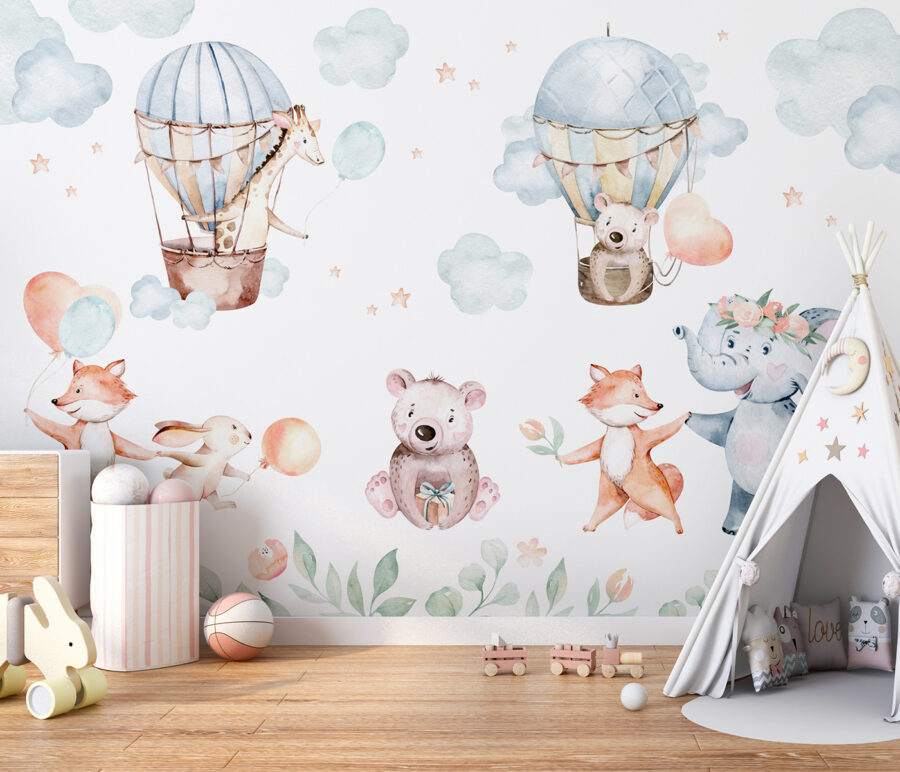 Set van aquareldieren