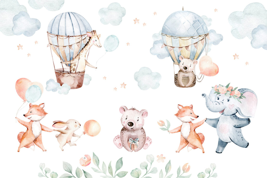 Set van aquareldieren Set van aquareldieren