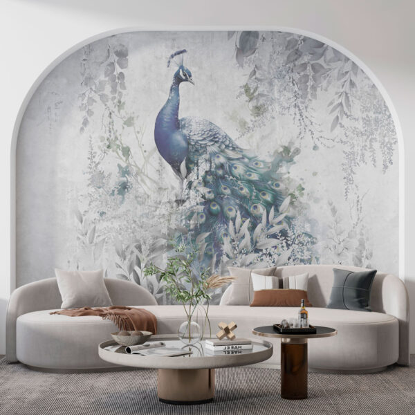 Pauw met veren op witte achtergrond u96727pig1 600x600 - Pauw met veren op witte achtergrond