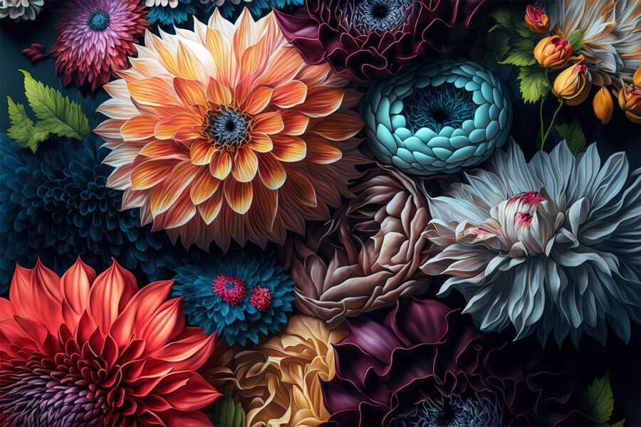 Groep kleurrijke bloemen