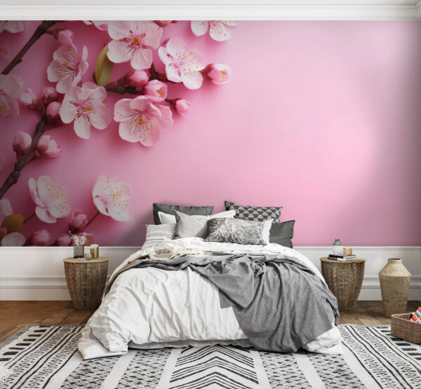 Groep roze bloemen op roze achtergrond Groep roze bloemen op roze achtergrond