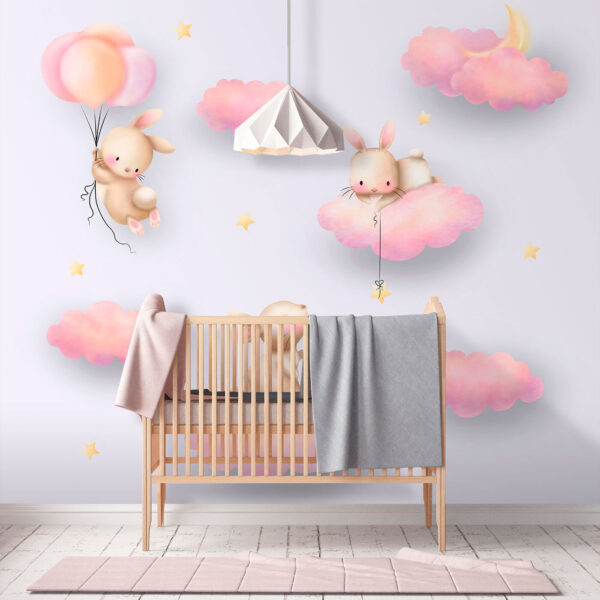 Groep konijnen op wolken Groep konijnen op wolken