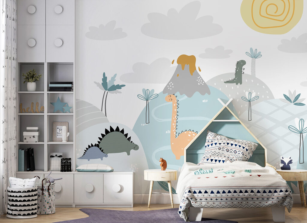 Cartoon of dinosaurs on a hill Cartoon of dinosaurs on a hill