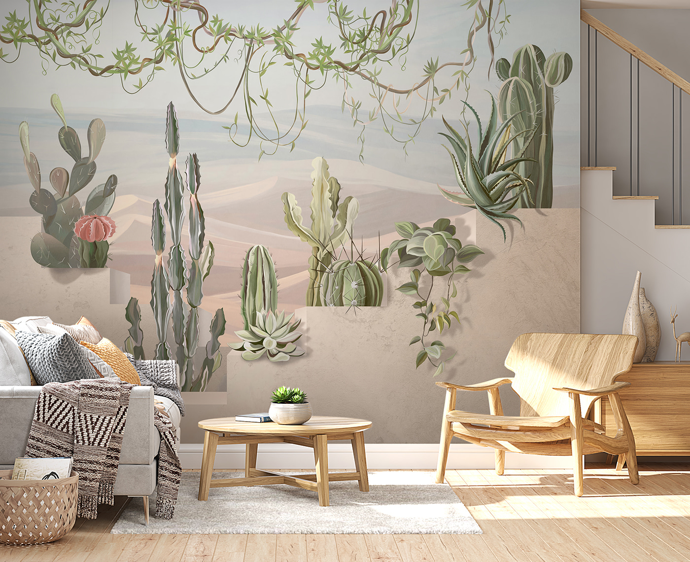 Wall mural of cacti and succulents Wall mural of cacti and succulents