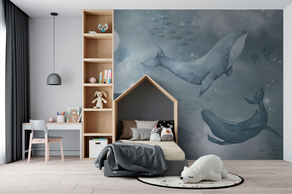 Group of whales swimming in the ocean Group of whales swimming in the ocean