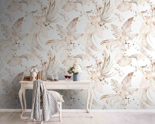 Fotobehang Patroon van bloemen en bladeren (Artikelnummer: u96322) Fotobehang Fotobehang Patroon van bloemen en bladeren (Artikelnummer: u96322)