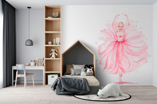 Aquarel van een vrouw in een roze jurk Aquarel van een vrouw in een roze jurk
