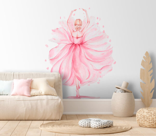 Aquarel van een vrouw in een roze jurk Aquarel van een vrouw in een roze jurk