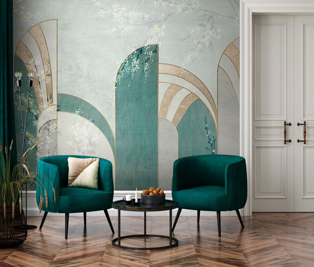 Wallpaper with flowers and archs Wallpaper with flowers and archs