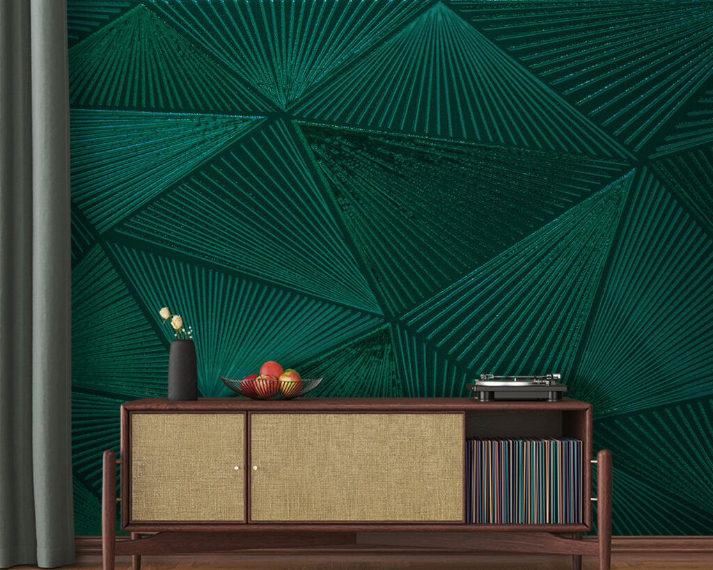 Green triangle pattern on a green surface Green triangle pattern on a green surface