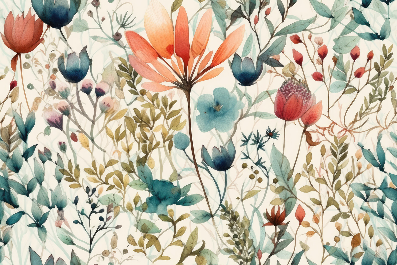 Colorful flowers and leaves Colorful flowers and leaves