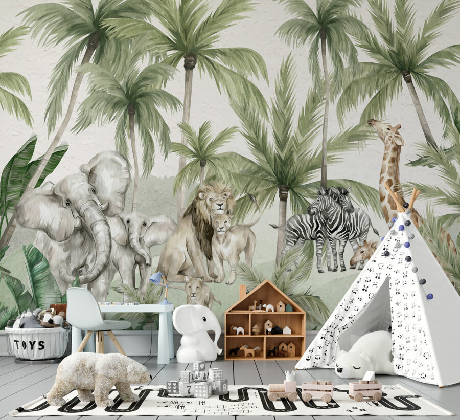 Group of animals in a jungle Group of animals in a jungle
