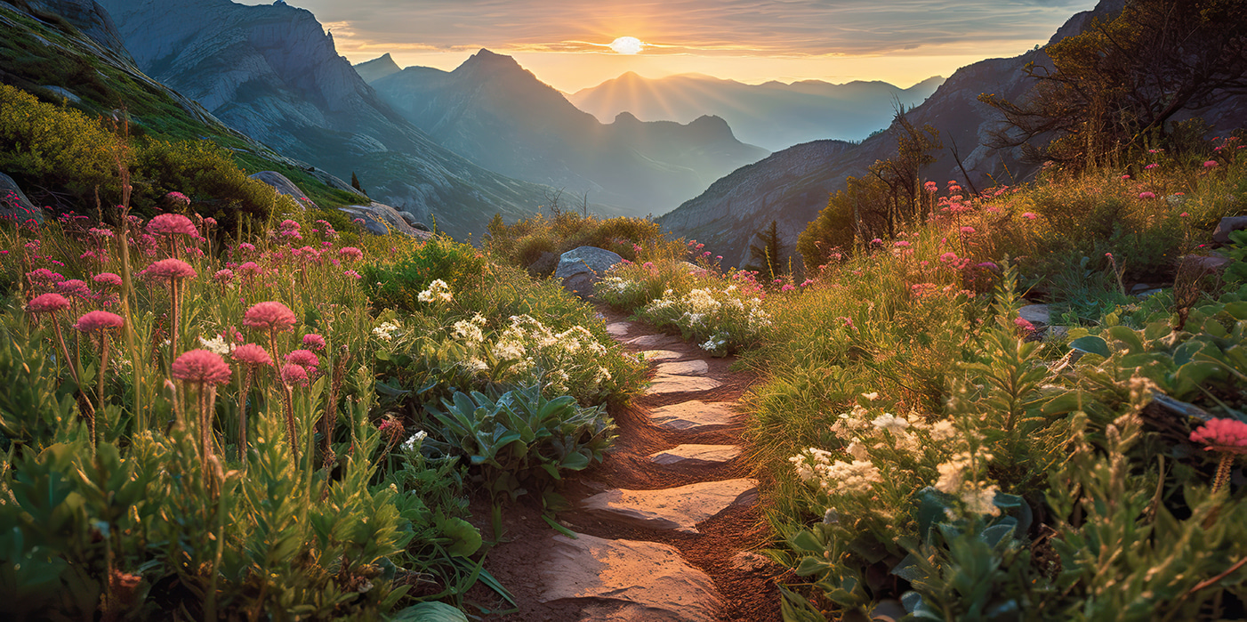 Een stenen pad dat naar bergen leidt u96205p - Een stenen pad dat naar bergen leidt - tegory
