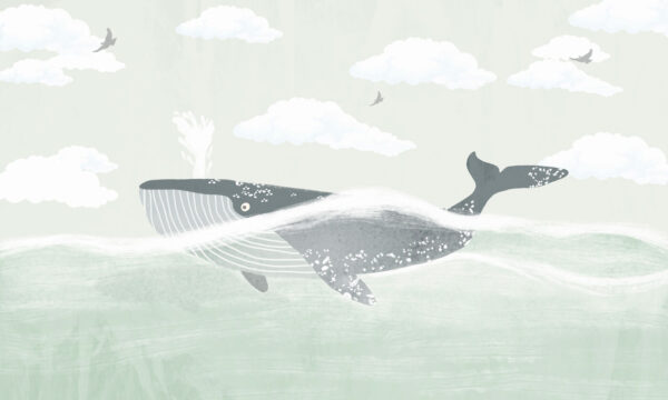 Walvis zwemmend in het water Walvis zwemmend in het water