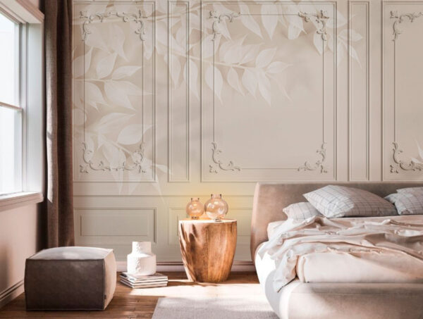 Muur met witte bladeren Muur met witte bladeren