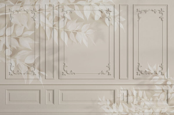 Muur met witte bladeren Muur met witte bladeren