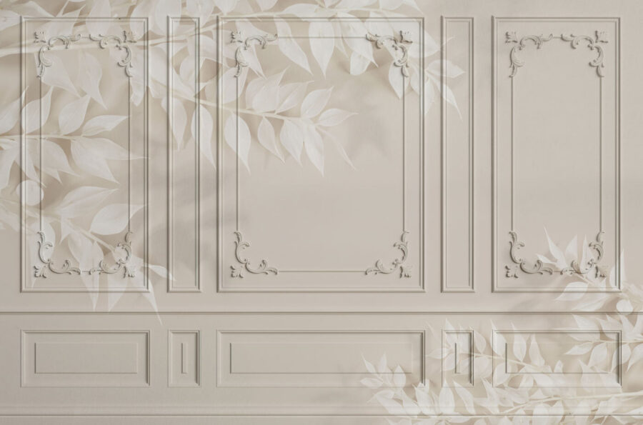 Muur met witte bladeren