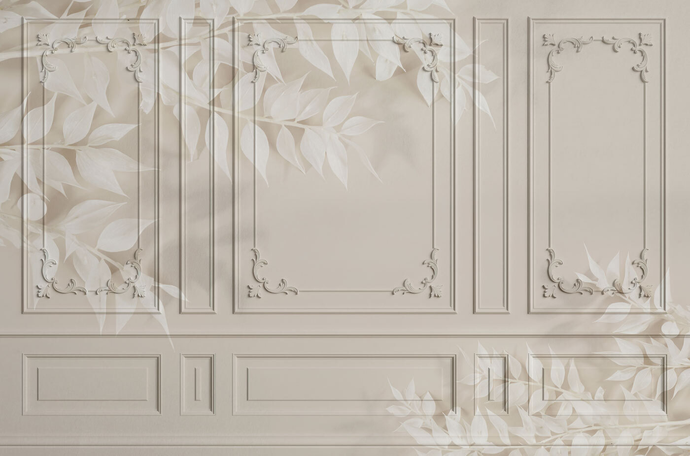 Wall with white leaves Wall with white leaves